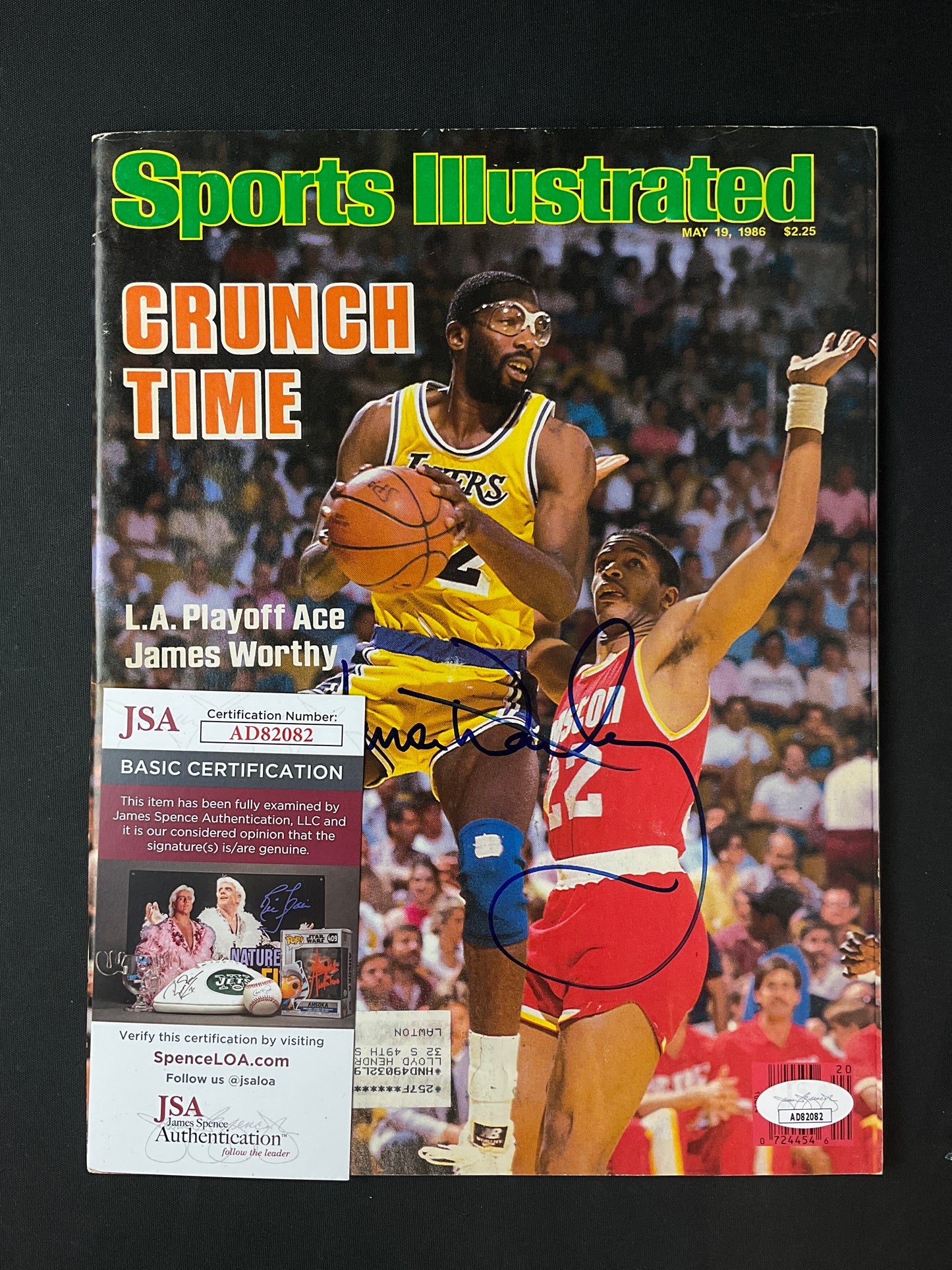 James Worthy Sports Illustrated NBA JSA Certified Auto Los Angeles Lakers 1986