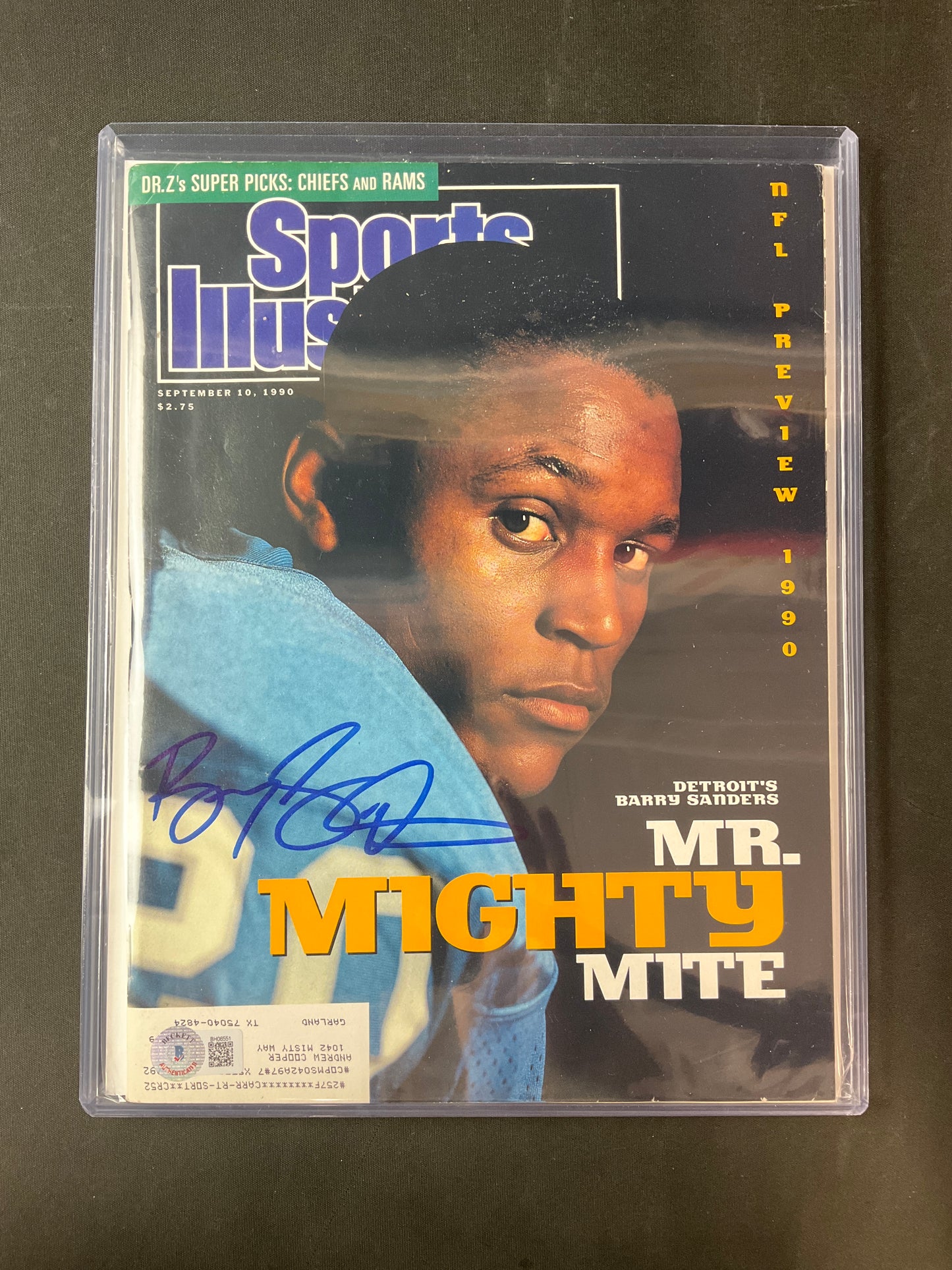 Barry Sanders Sports Illustrated NFL Beckett Certified Auto Detroit Lions