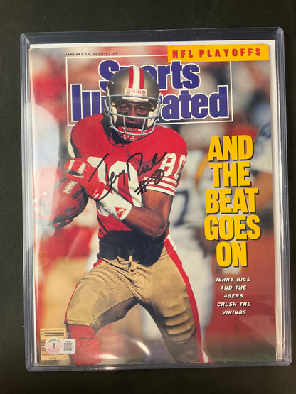 Jerry Rice Sports Illustrated NFL Beckett Certified Auto San Francisco 49ers 1990