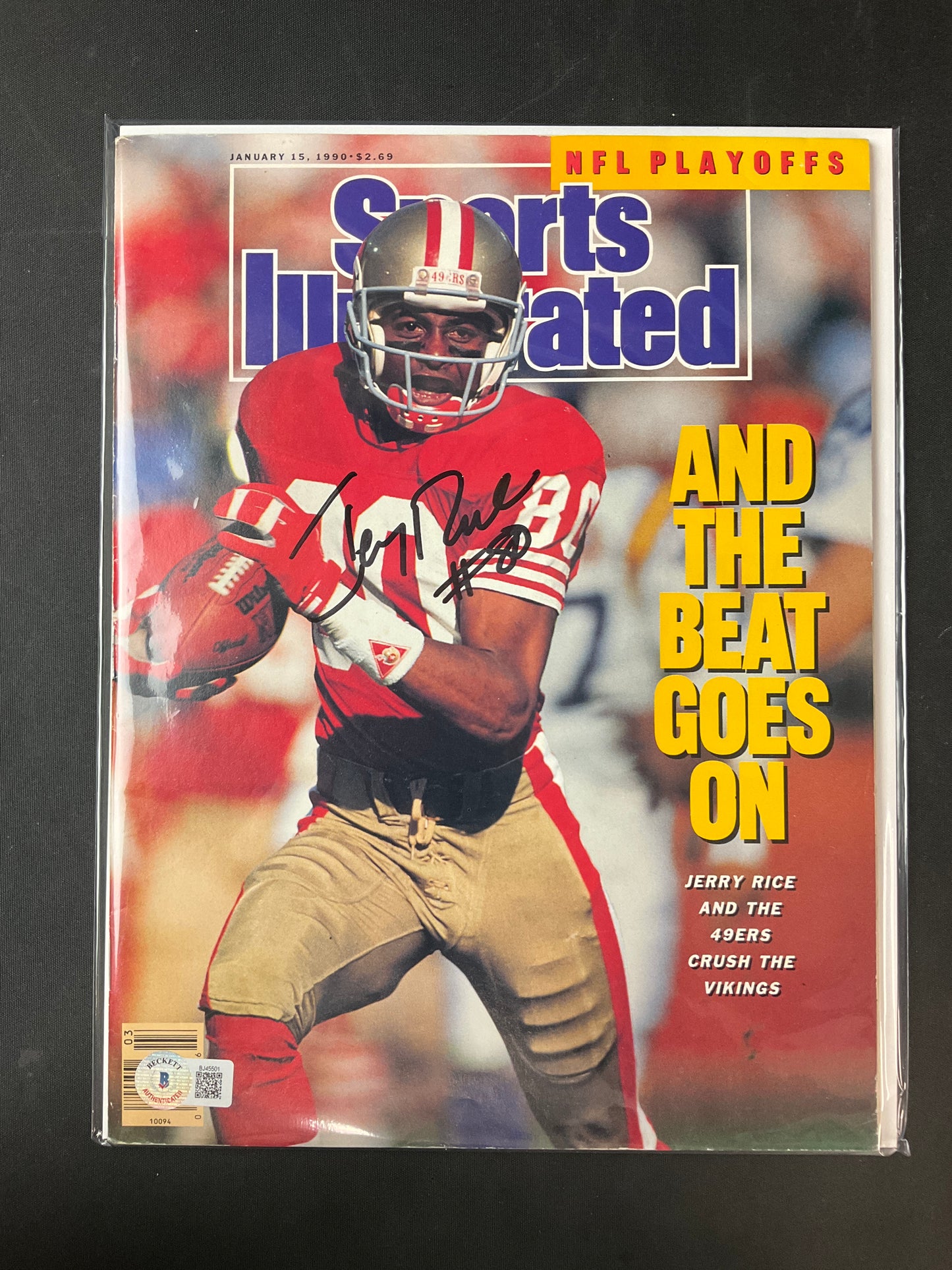 Jerry Rice Sports Illustrated NFL Beckett Certified Auto San Francisco 49ers 1990