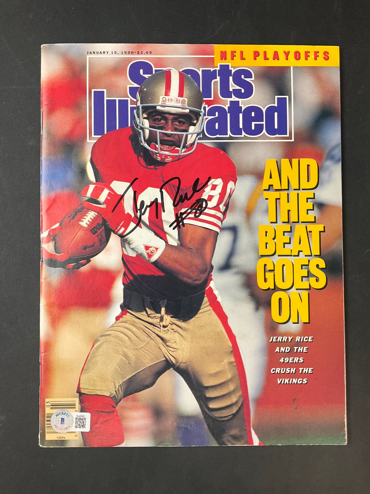 Jerry Rice Sports Illustrated NFL Beckett Certified Auto San Francisco 49ers 1990