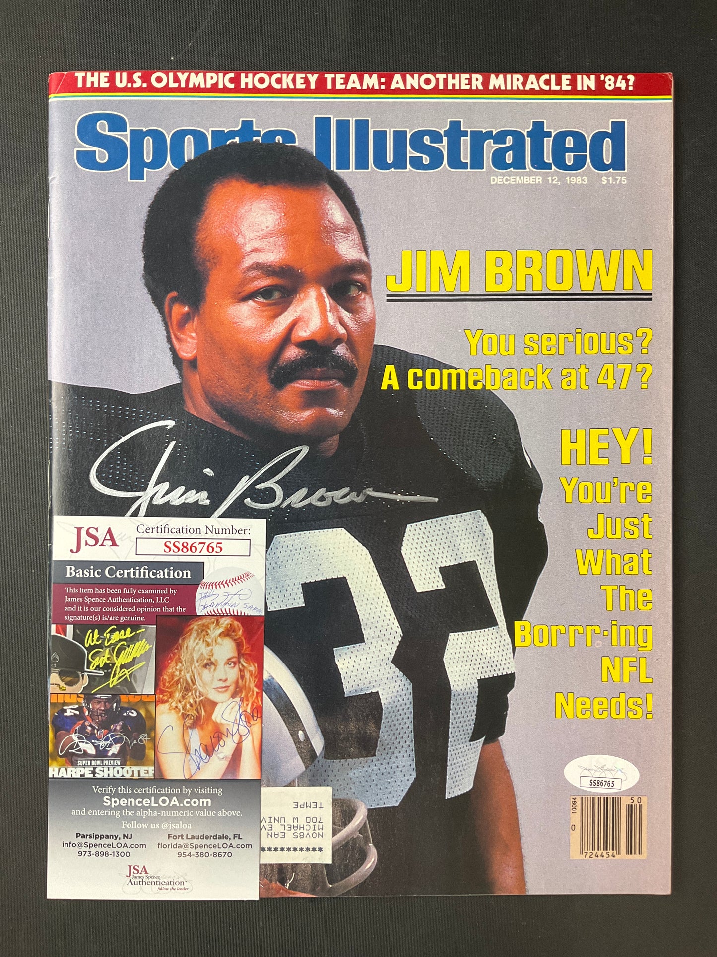Jim Brown Sports Illustrated NFL JSA Certified Auto Raiders Browns 1983