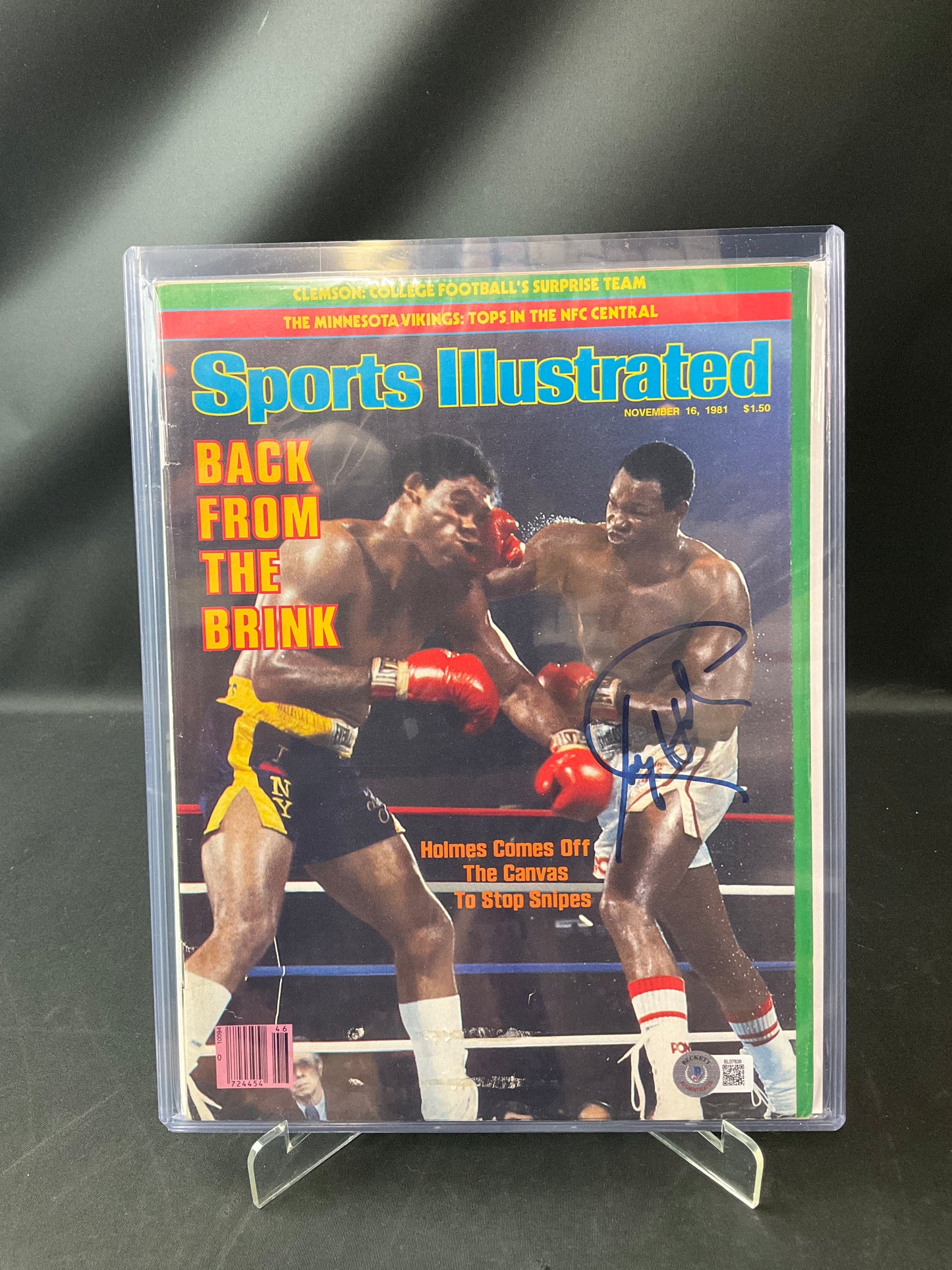 Larry Holmes Sports Illustrated Boxing Beckett Certified Auto 1981