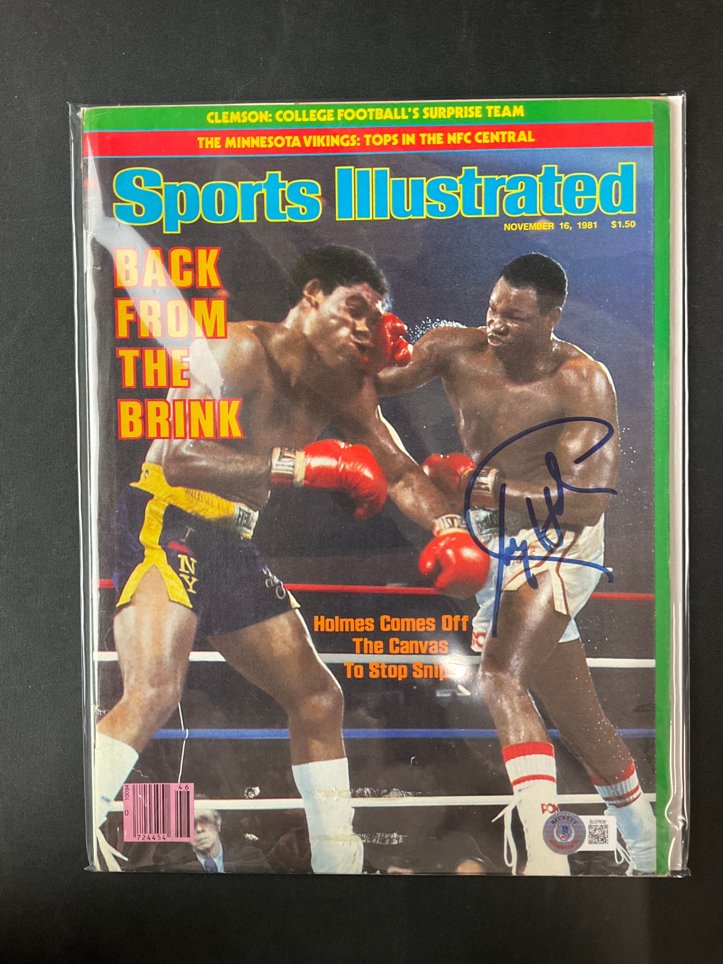 Larry Holmes Sports Illustrated Boxing Beckett Certified Auto 1981