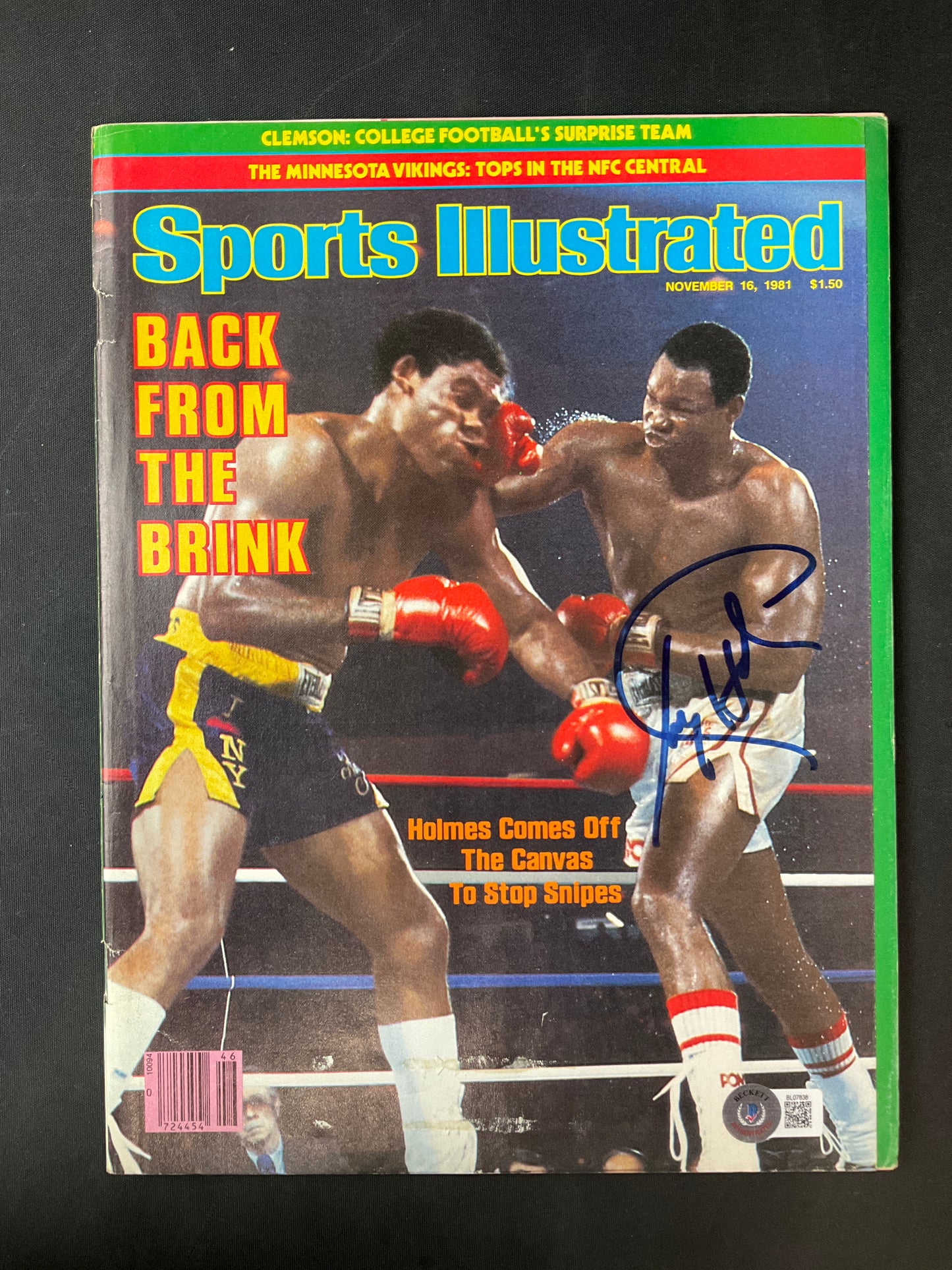 Larry Holmes Sports Illustrated Boxing Beckett Certified Auto 1981