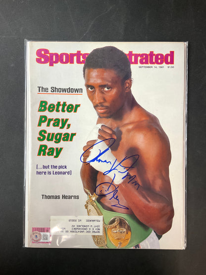 Thomas Hearns Sports Illustrated Boxing Beckett Certified Auto 1981