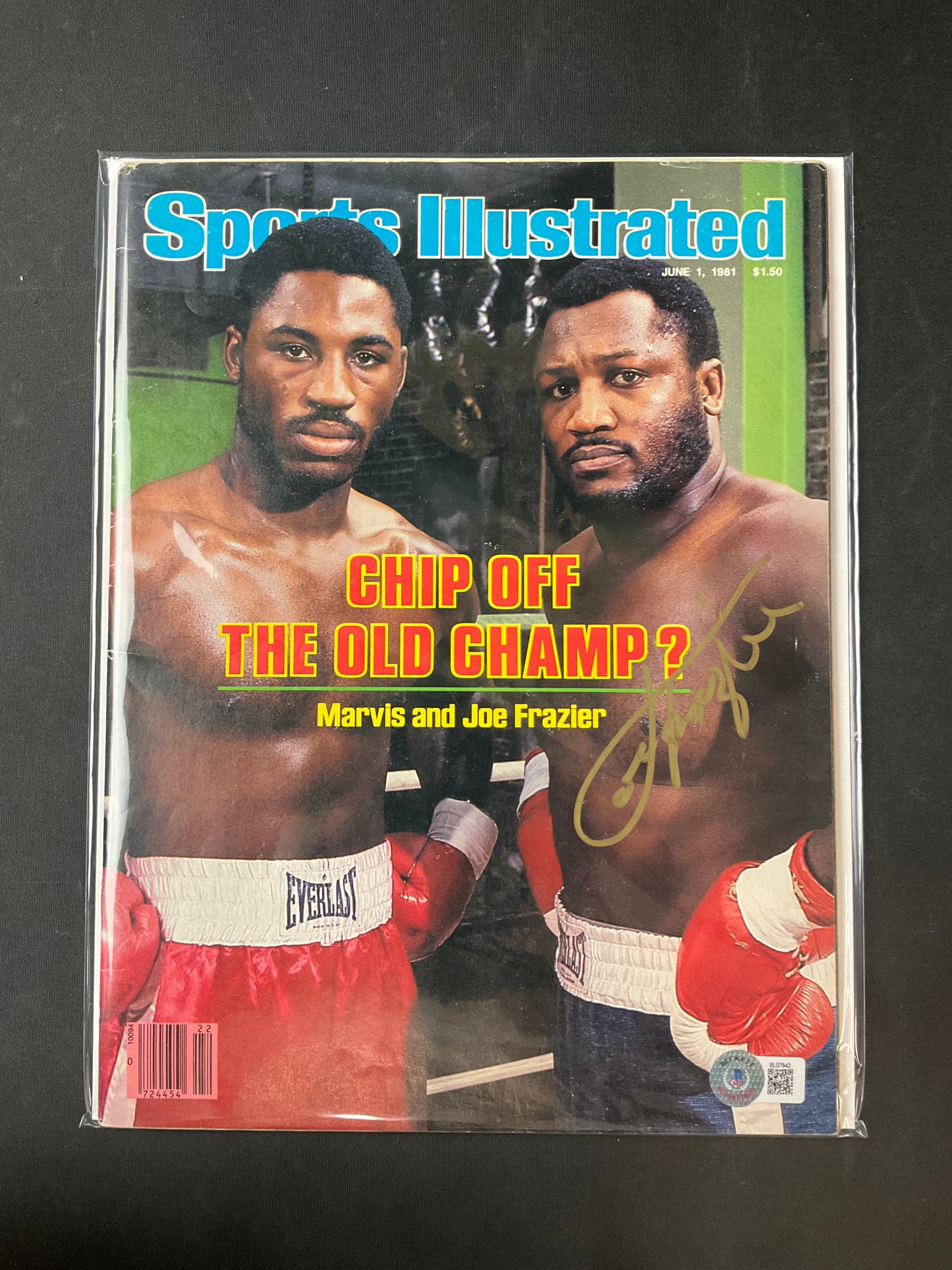 Joe Frazier Sports Illustrated Boxing Beckett Certified Auto 1981