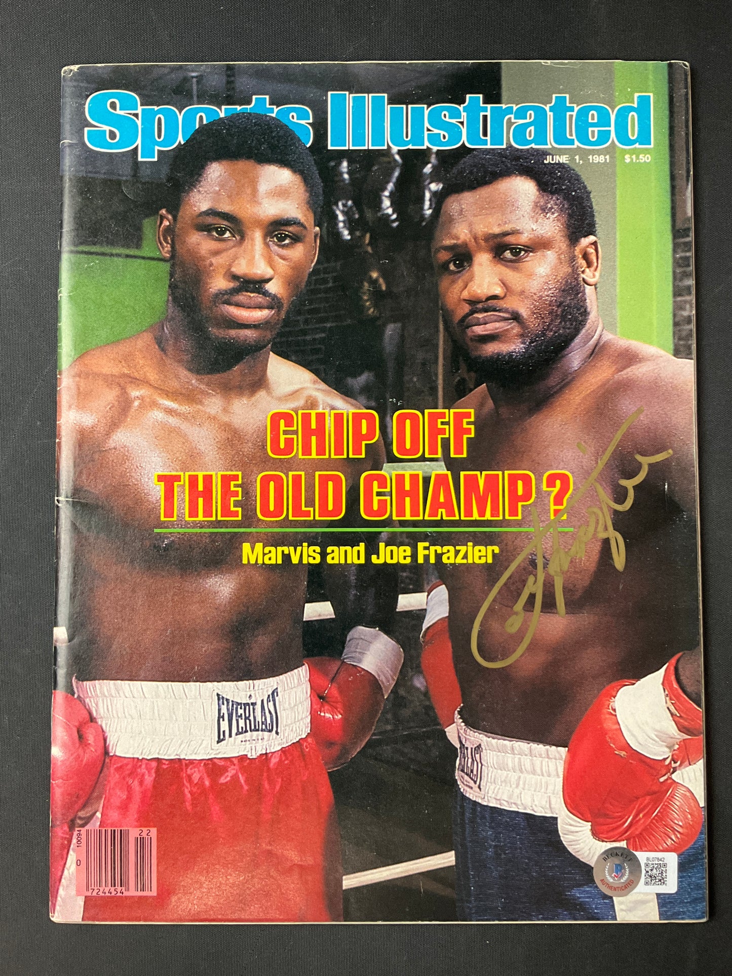 Joe Frazier Sports Illustrated Boxing Beckett Certified Auto 1981