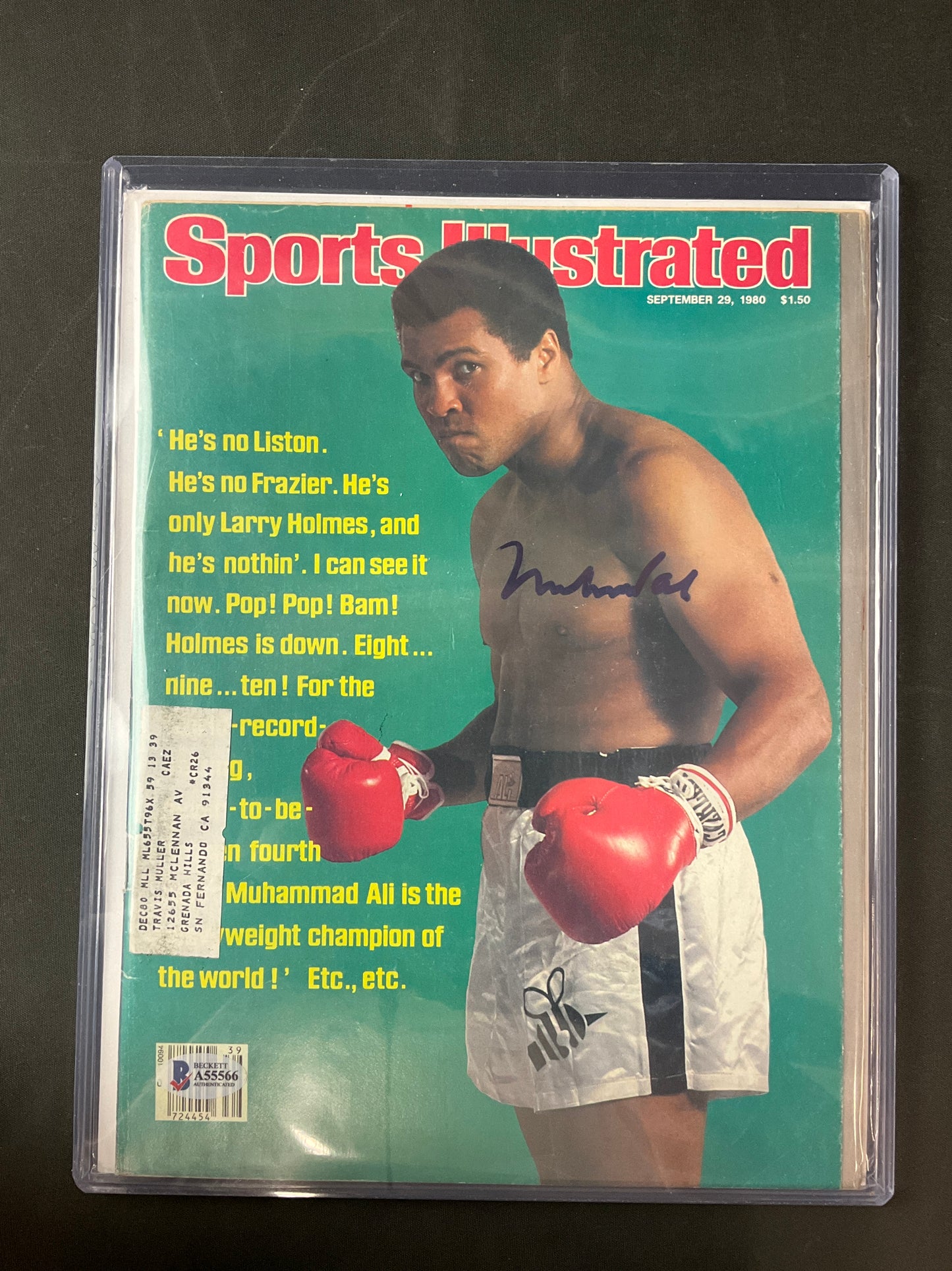 Muhammed Ali Sports Illustrated Boxing Beckett Certified Auto 1980