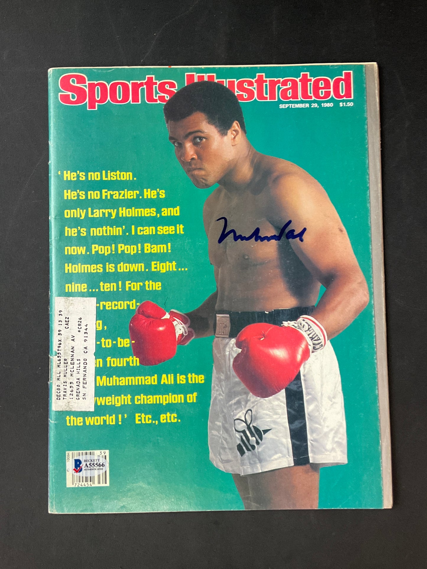 Muhammed Ali Sports Illustrated Boxing Beckett Certified Auto 1980