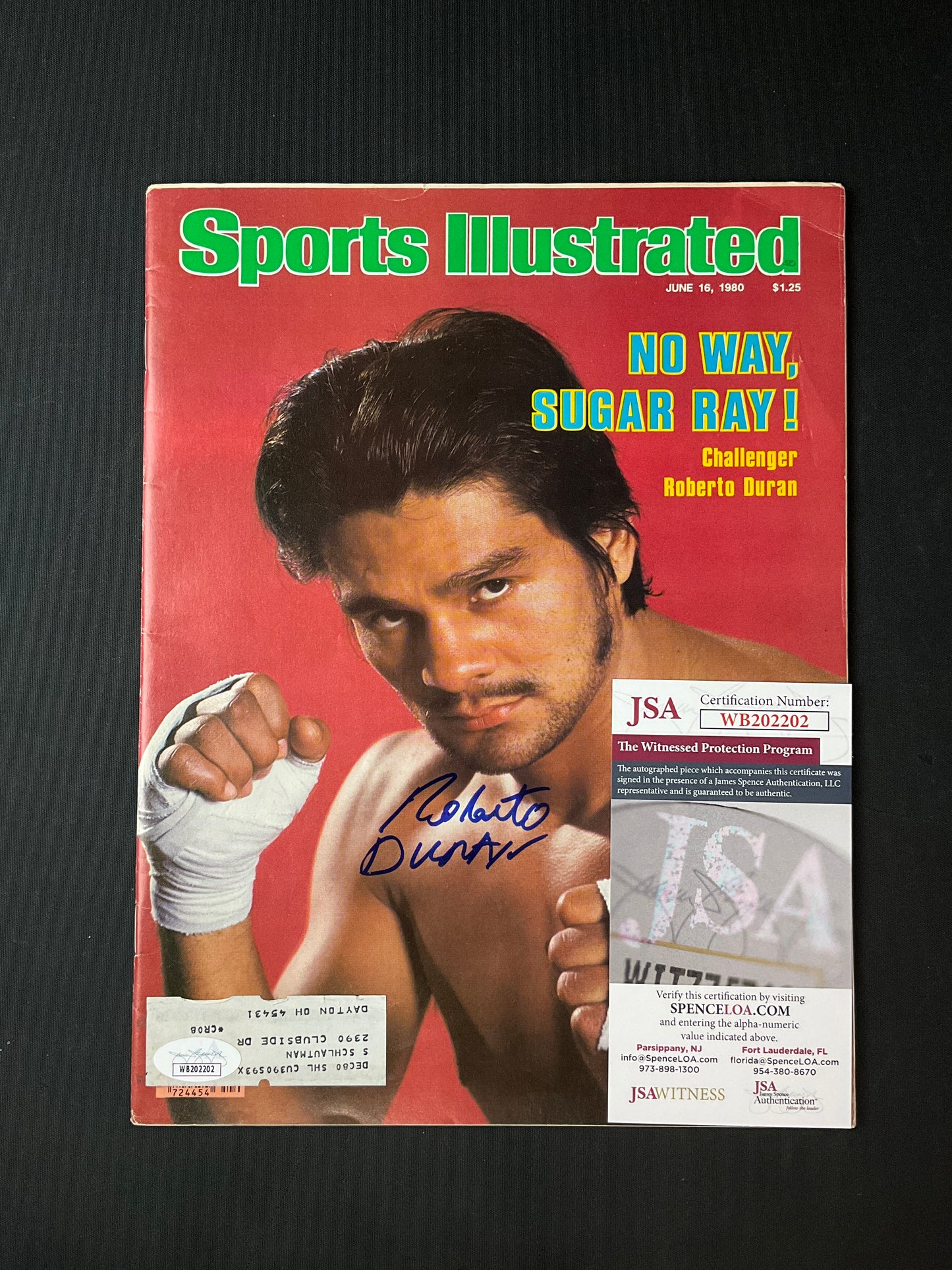 Roberto Duran Sports Illustrated Boxing JSA Certified Auto 1980