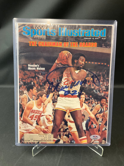 Moses Malone Sports Illustrated NBA PSA Certified Auto Houston Rockets 1979