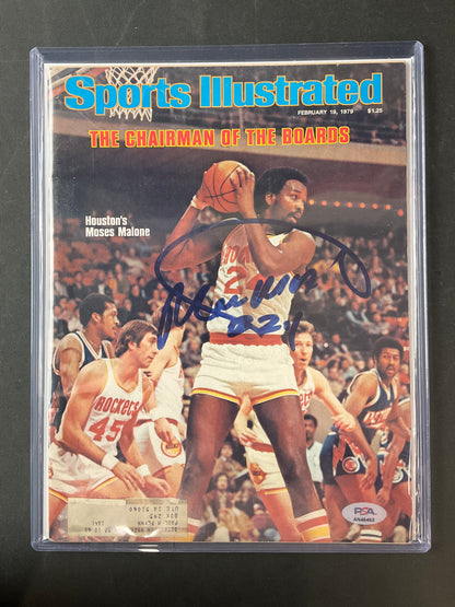 Moses Malone Sports Illustrated NBA PSA Certified Auto Houston Rockets 1979