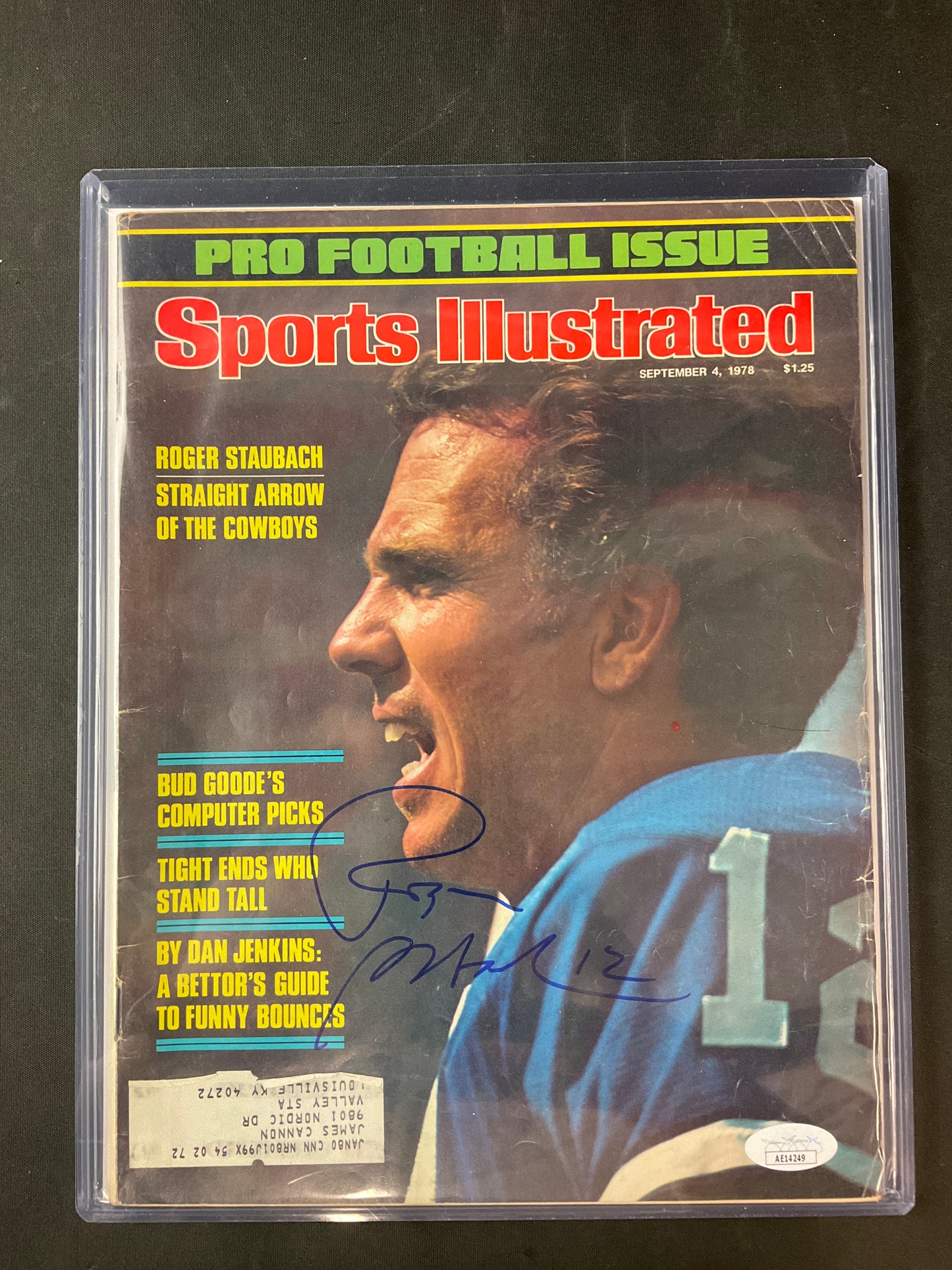 Roger Staubach Sports Illustrated NFL JSA Certified Auto Dallas Cowboys 1978