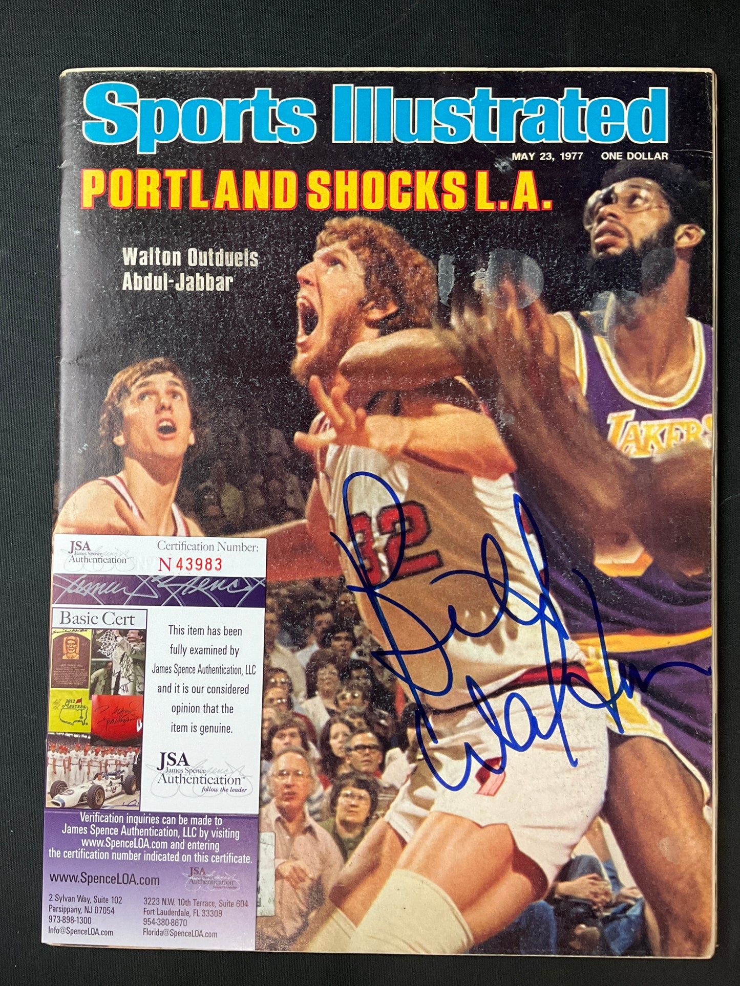 Bill Walton Sports Illustrated NBA JSA Certified Auto Portland Trailblazers 1977