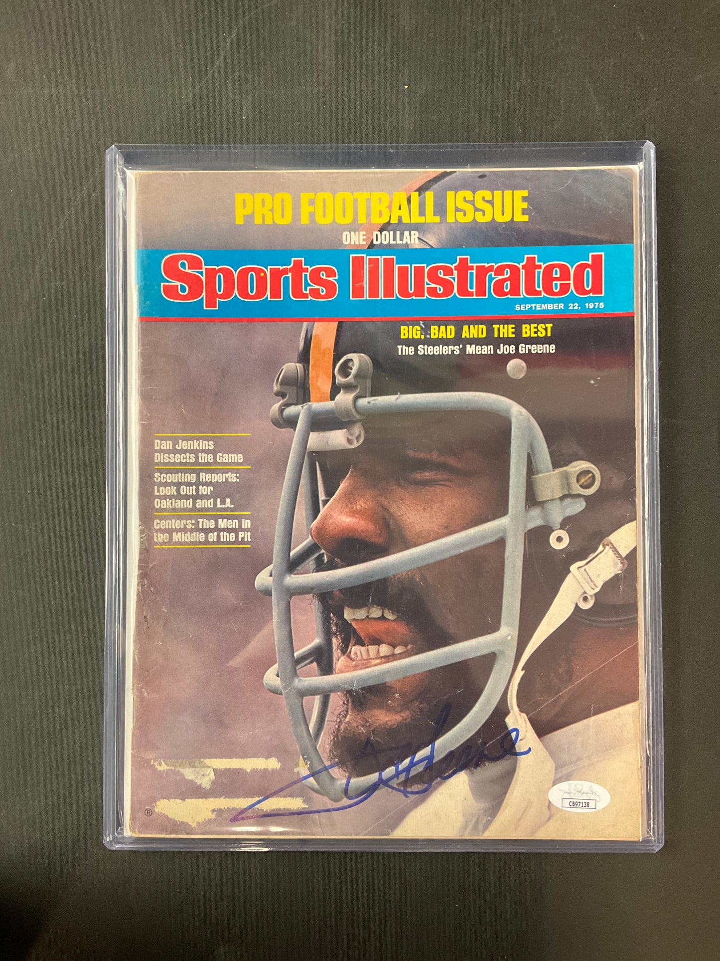 Joe Greene Sports Illustrated NFL JSA Certified Auto Pittsburgh Steelers 1975