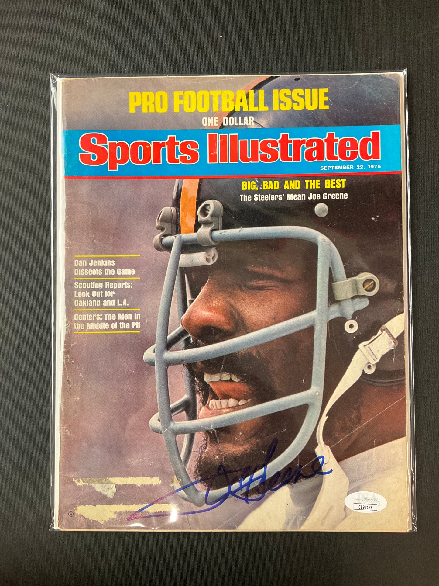 Joe Greene Sports Illustrated NFL JSA Certified Auto Pittsburgh Steelers 1975
