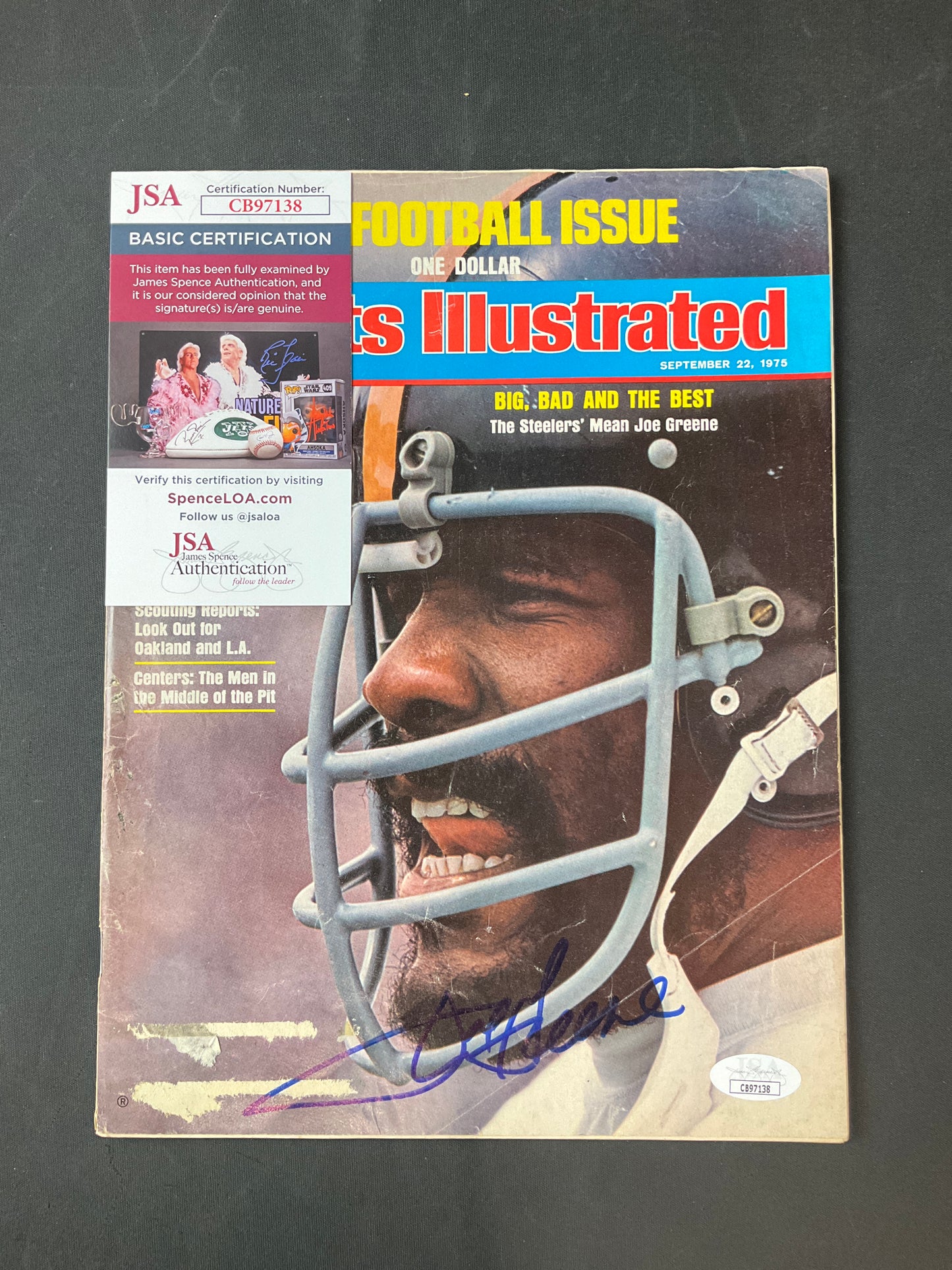 Joe Greene Sports Illustrated NFL JSA Certified Auto Pittsburgh Steelers 1975