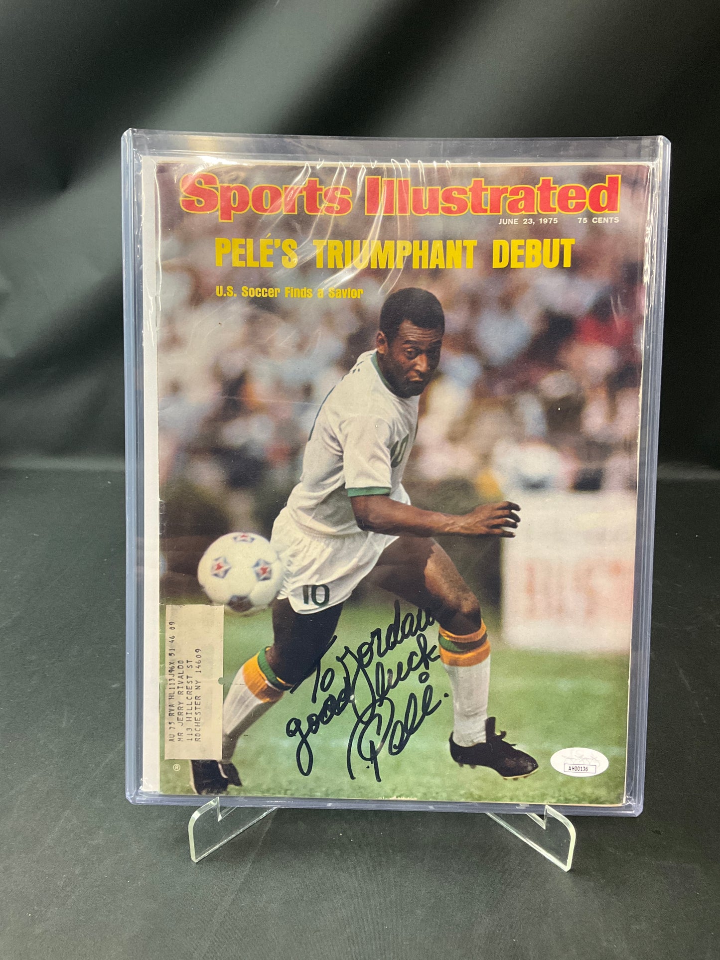 Pele Signed Sports Illustrated Soccer JSA Certified Auto 1975