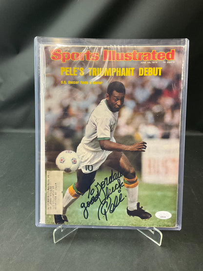 Pele Signed Sports Illustrated Soccer JSA Certified Auto 1975