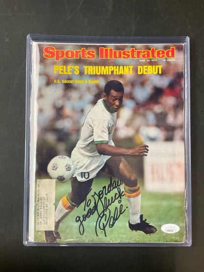 Pele Signed Sports Illustrated Soccer JSA Certified Auto 1975