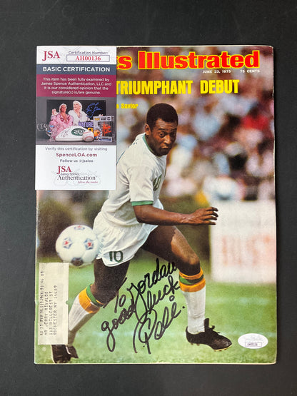 Pele Signed Sports Illustrated Soccer JSA Certified Auto 1975