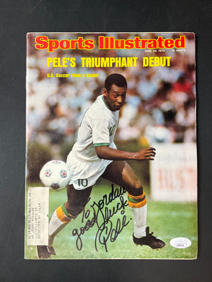 Pele Signed Sports Illustrated Soccer JSA Certified Auto 1975