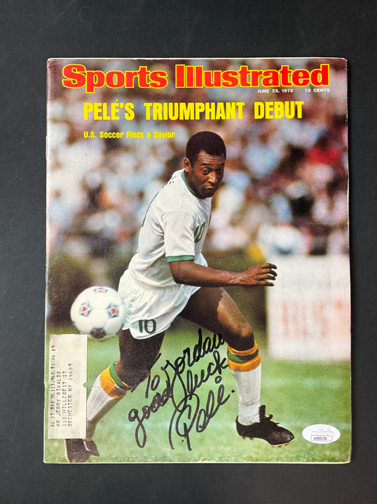 Pele Signed Sports Illustrated Soccer JSA Certified Auto 1975