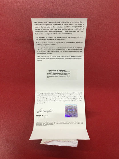 Dan Marino Signed White Authentic Jersey Upper Deck COA Vintage Hand Numbered 312/343 Dolphins