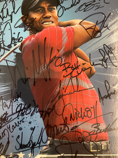 Tiger Woods and 50+ Golf Autographs AT&T National at Congressional 11x17 SIGNED Poster & Framed with JSA LOA