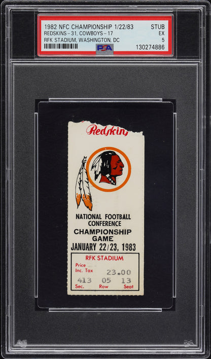 Washington Redskins vs. Dallas Cowboys 1982 NFC Championship PSA 5 Ticket POP 1!