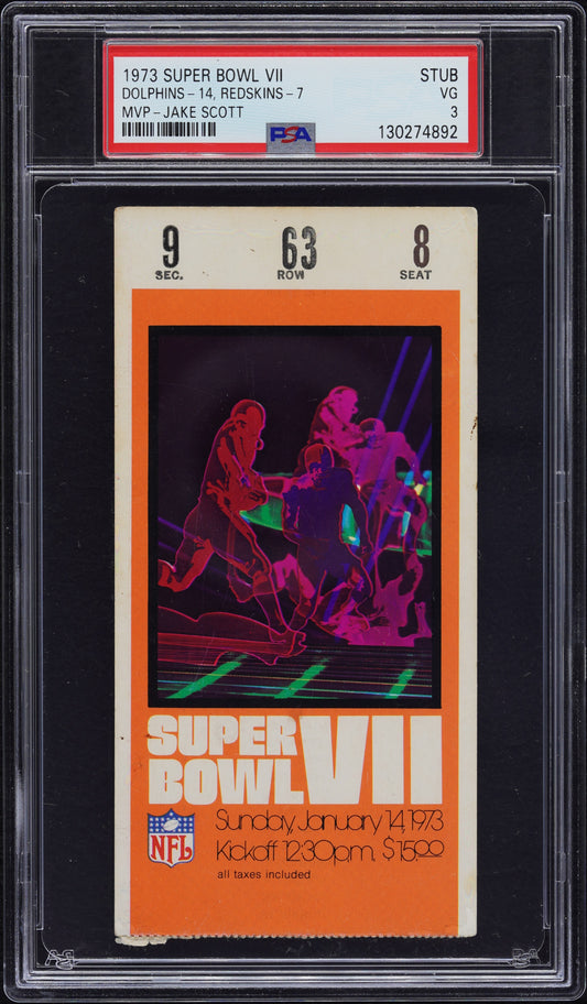 Miami Dolphins vs. Washington Redskins 1973 Super Bowl VIII  PSA 3 Ticket