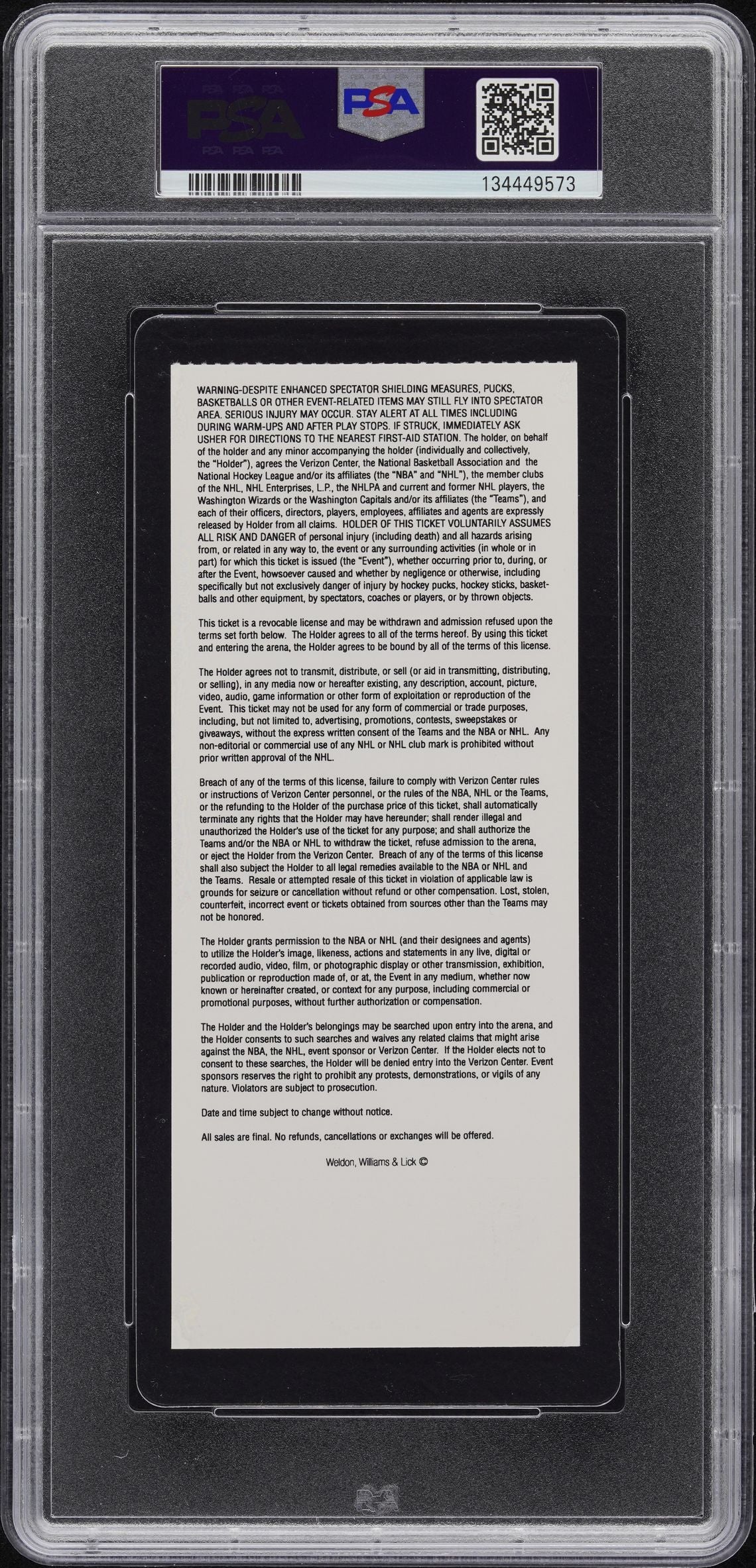 Alex Ovechkin 500th Goal Ticket, PSA 10! POP 17 Washington Capitals