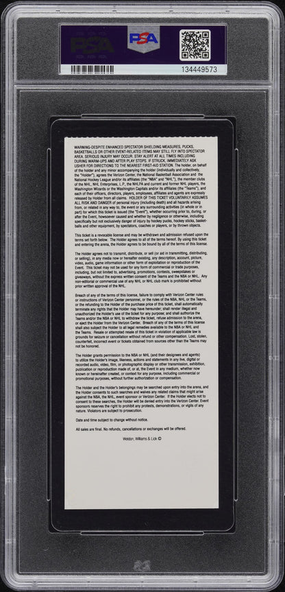 Alex Ovechkin 500th Goal Ticket, PSA 10! POP 17 Washington Capitals