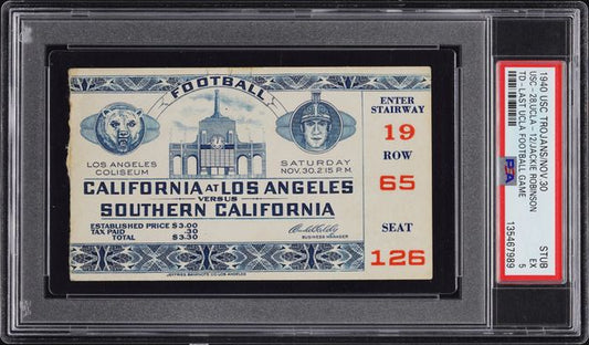 Jackie Robinson 1940 UCLA Last Game Played/TD Scored Ticket PSA 5 only 1 graded higher!