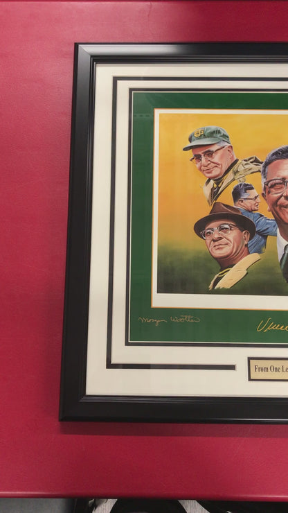 "From One Legendary Coach to the Next" Bobby Knight & Morgan Wooten SIGNED Lombardi Litho JSA