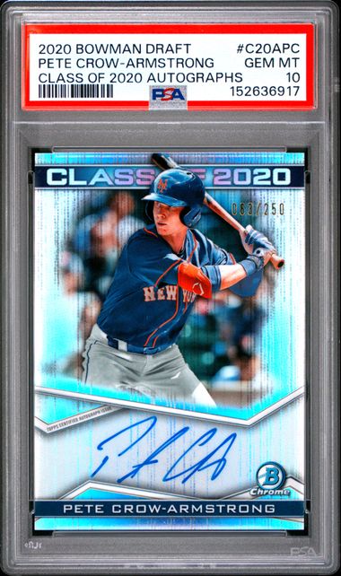 Pete Crow-Armstrong Class of 2020 Bowman Draft PSA 10 AUTO /250 GEM